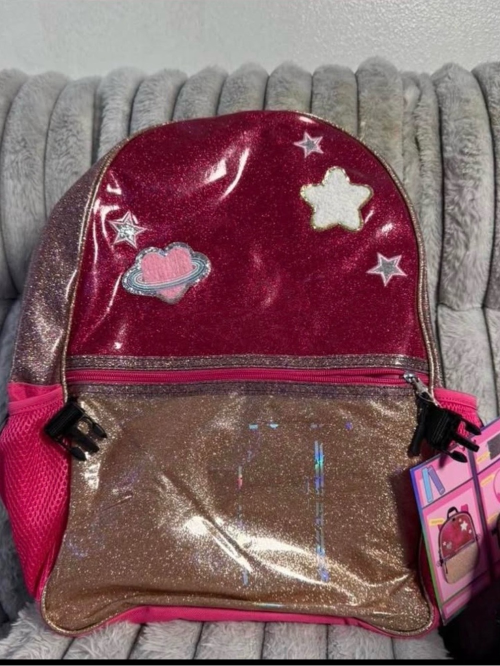 Sparkle Planet & Star Kids Backpack - Pink & Rose Gold